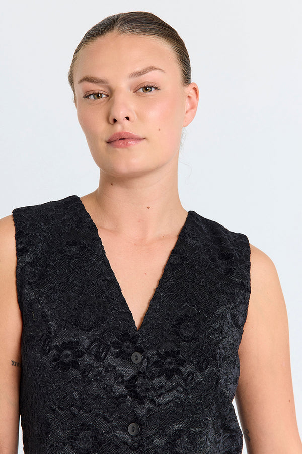 Freequent FQGry Velvet Lace Waistcoat 205154